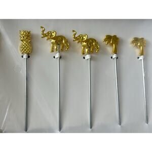 Lilly Pulitzer Cocktail Appetizer Picks Pineapple Palm Elephants Stainless Steel